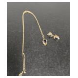 3.1G 10K NECKLACE AND MATCHING EARRINGS W/BLUE
