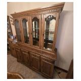 LIGHTED OAK CHINA CUPBOARD APPROX 58" X 17.5" X 73