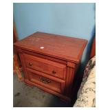 BROYHILL NIGHTSTAND WITH ETCHED ACORN PATTERN