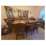 WOODEN DINING ROOM TABLE WITH 8 CHAIRS