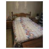 BROYHILL FULL BED WITH FRAME, MATTRESS, BLANKETS