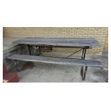 8 FT WOODEN PICNIC TABLE ATTACHED BENCH SEATING