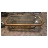 WOODEN AND GLASS TOP COFFEE TABLE
