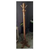 WOODEN COAT TREE (APPROX 62.5") 1 BROKEN HOOK
