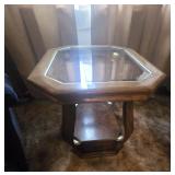 GLASS TOP ACCENT TABLE WITH BOTTOM DRAWER