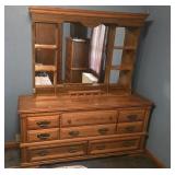 BROYHILL DESSER WITH MIRROR-ETCHED ACORN PATTERN