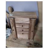 WOODEN JEWELRY BOX WITH COSTUME JEWELRY