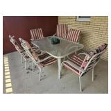5 FT PATIO TABLE WITH 6 CHAIRS AND CUSHIONS