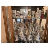 TOP (2) GLASS SHELVES: DECORATIVE BELLS (TOMBSTONE