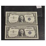 (2) ONE DOLLAR SILVER CERTIFICATE US FED NOTES