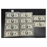 (10) TEN DOLLAR BILLS US FED NOTES
