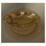 ORANGE CARNIVAL GLASS STYLE BUTTER DISH AND PLATE