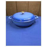 BLUE ENAMELED DUTCH OVEN APPROX 12'