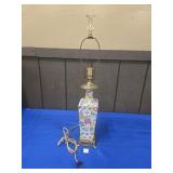 ORIENTAL DESIGNED ENAMAL/GLASS TABLE LAMP