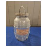 GLASS PEPPERMINT PUFFS CANDY JAR WITH LID & HANDLE