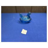 MINI COBALT BLUE HEN ON A NEST APPROX 3.25'