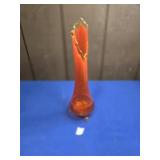 VINTAGE L.E. SMITH AMBERINA SWING VASE 3 TOED