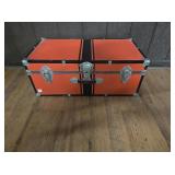 PAINTED RED AND BLACK STEAM PUNK TRUNK