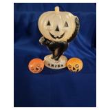 VINTAGE INDOOR TRICK OR TREAT BLACK CAT BLOW MOLD