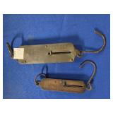 EXCELSIOR AND B & O BRASS HANGING SCALES