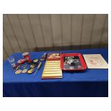 COCA-COLA ITEMS: PEN HOLDER, BANK, COASTERS,