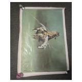 (3) WATERCOLOR ON CANVAS PICTURES: INDIAN ON HORSE