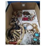 COSTUME JEWELRY: CARRIAGE WATCH, LINKED NECKLACES,