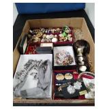 COSTUME JEWELRY: WREATH PIN, CLIP ON EARRINGS,