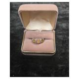 .925 STERLING DIAMOND AND YELLOW STONE RING SIZE 8