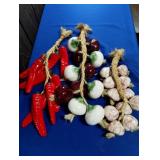 DECORATIVE GARLIC, ONION, AND CHILI PEPPERS