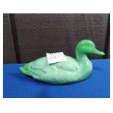 FENTON GREEN GLASS DUCK APPROX 5'