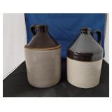 (2) SALT GLAZED POTTERY JUGS (1) IS CORKED