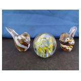 MURANO GLASS STYLE BIRDS & PAPERWEIGHT