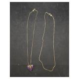 STERLING NECKLACES (1) W/ PURPLE STONE