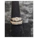 STERLING SILVER CZ STYLE BAND AND RING SIZE 9 & 10