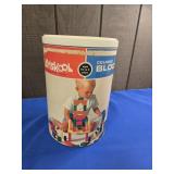 1969 PLAYSKOOL WOODEN BLOCKS (LID HAS CRACK)