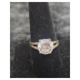 STERLING SILVER RING W/LARGE CLEAR STONE SIZE 8.5