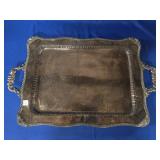 SILVER ON COPPER SERVING TRAY APPROX 30'
