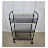 BLACK WIRED RACK ON WHEELS APPROX 15.5' X 9' X 24'