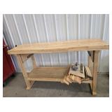 WOODEN WORK BENCH WITH VISE AND DRAWERS
