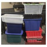 STACK OF (8) TOTES: STERILITE, REAL ORGANIZED, ETC
