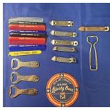 BEER MEMORABILIA: LIBERTY COASTER, BOTTLE OPENERS,