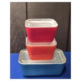 (6 PIECES) RED AND BLUE PYREX REFRIGERATOR BOX SET