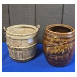 CERAMIC GLAZED BUCKET WITH HANDLE *NO LID* &