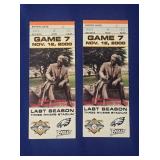 (2) NOV 12, 2000 GAME 7 TICKET STUBS PITTSBURGH