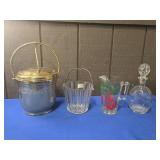 GLASS TOMATO PITCHER, WINE CRUET, GLASS ICE