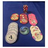 MAXIM 1986 LAS VEGAS DICE & CASINO CHIPS: ISLE OF