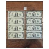 SHEET OF UNCUT 2003-A ONE & TWO DOLLAR US FED NOTE