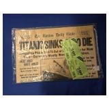 REPRINT COLLECTIBLE TITANIC NEWSPAPER CLIPPING