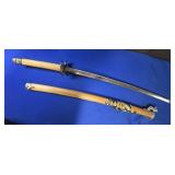 SAMURAI SWORD WITH WOODEN SHEATH AND DRAGON